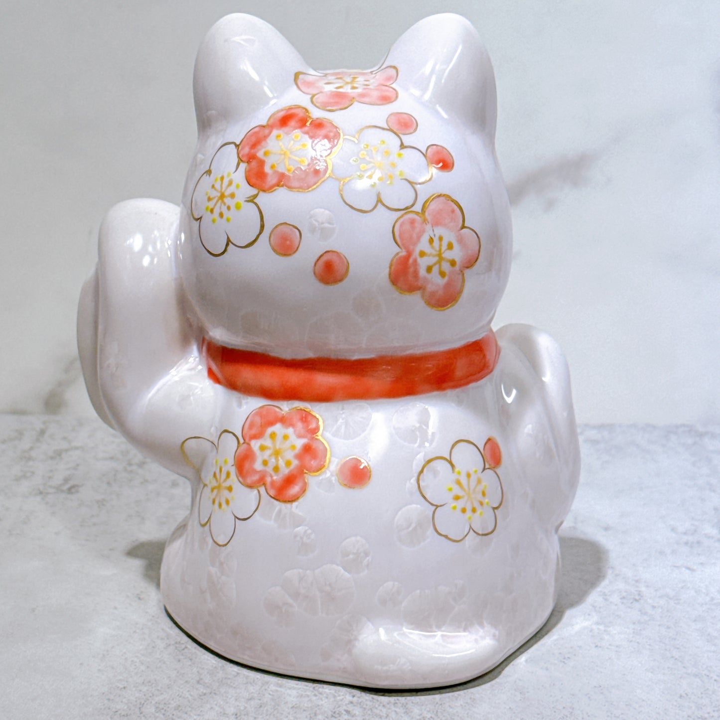 日本清水燒招財貓 達摩 花結晶 桃 招福