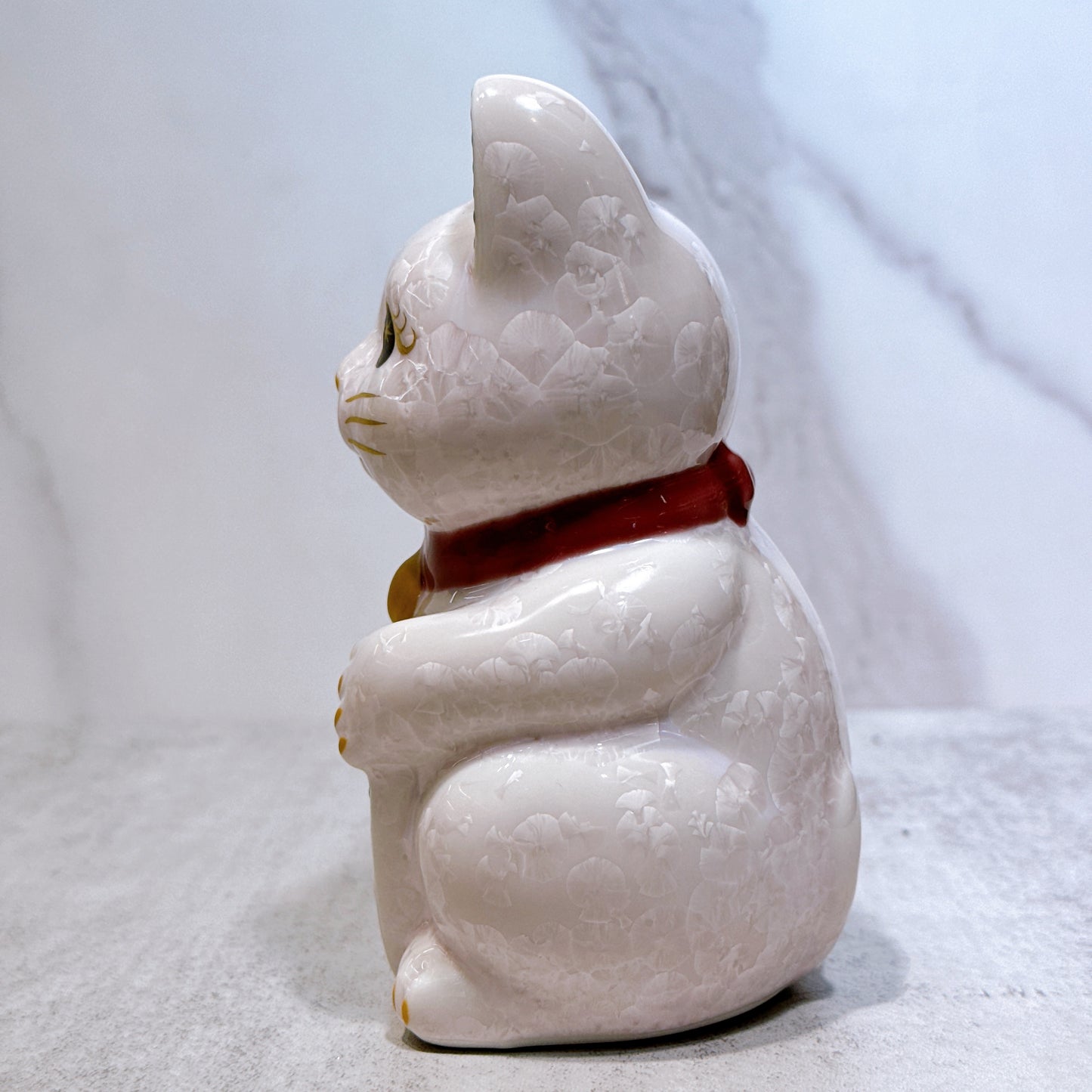日本清水燒招財貓 花結晶 桃 億万両 右