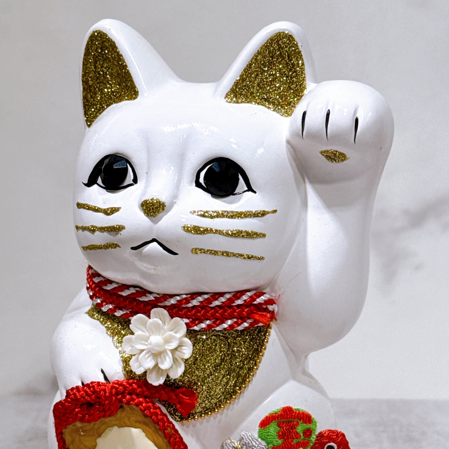 日本花見招財貓 富士 5號 白 左手