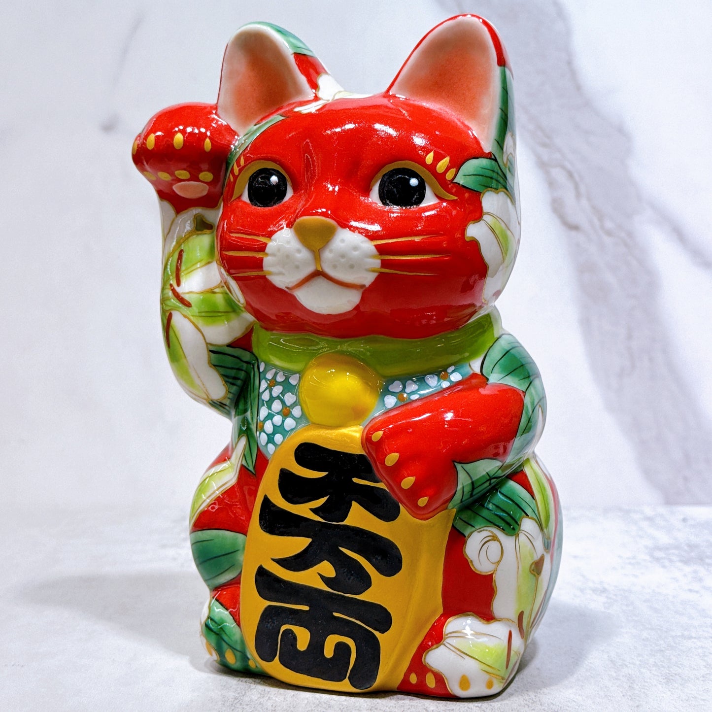 日本清水燒招財貓 赤地 卡薩布蘭 特大