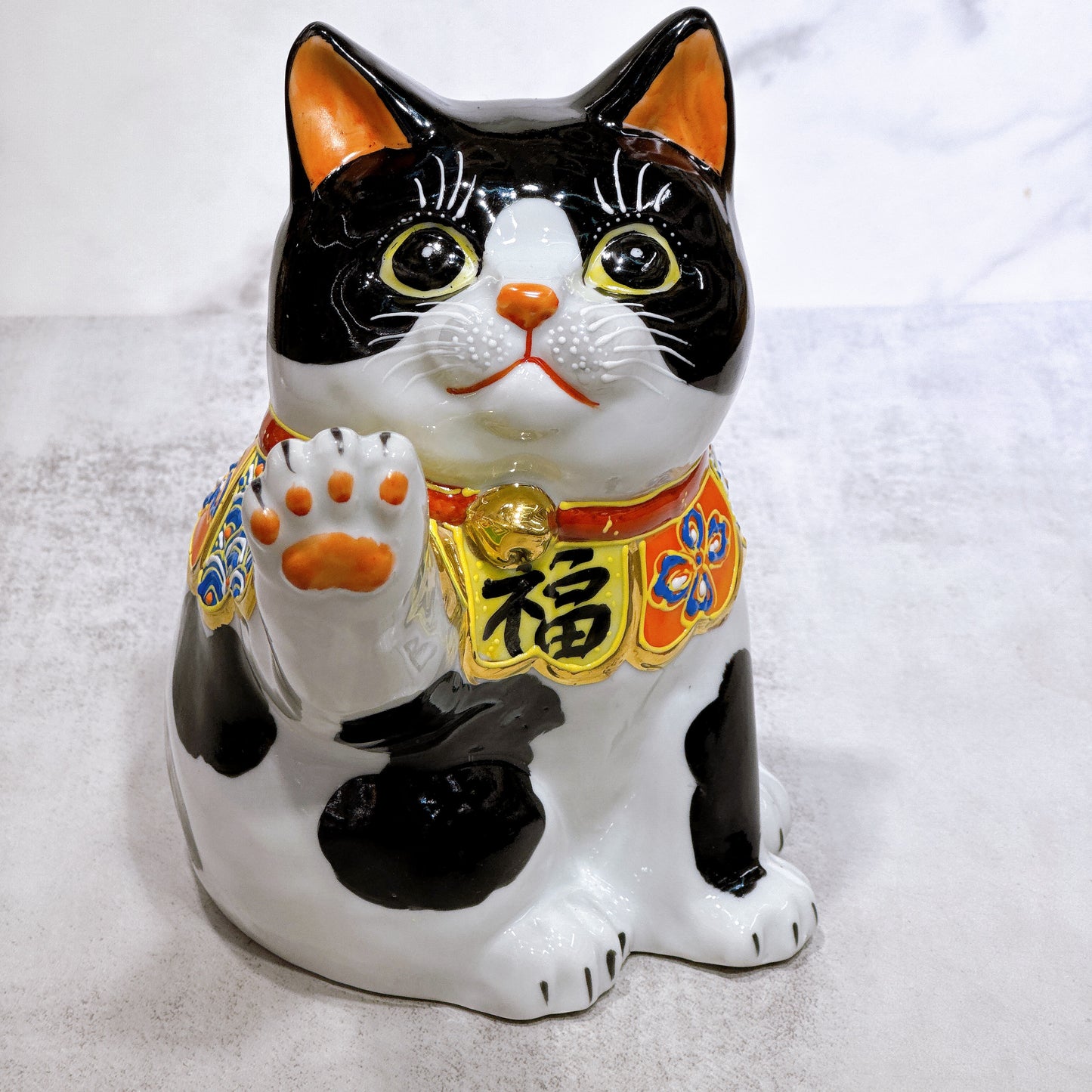 日本九谷燒招財貓 黑布 6.5號