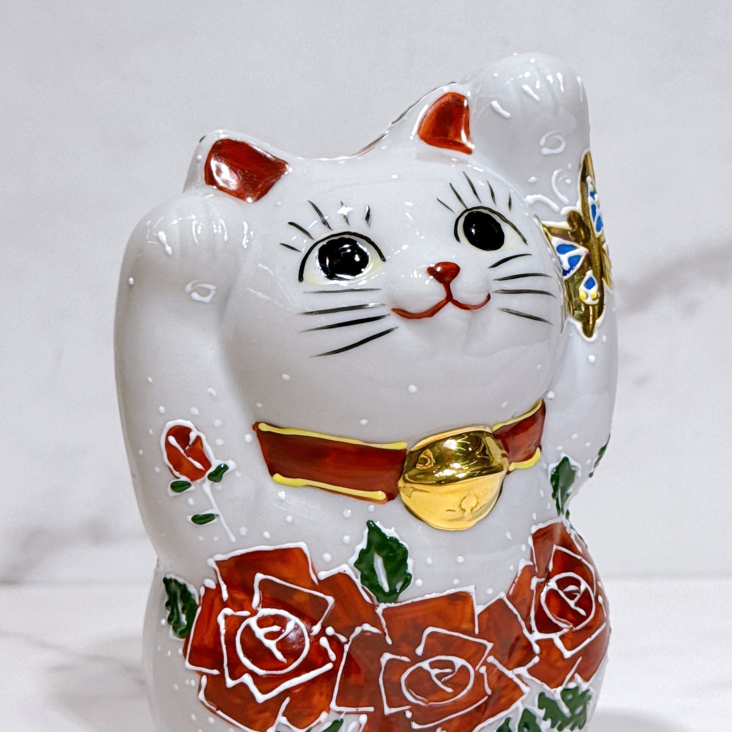 日本九谷烧招财猫 蔷薇4号