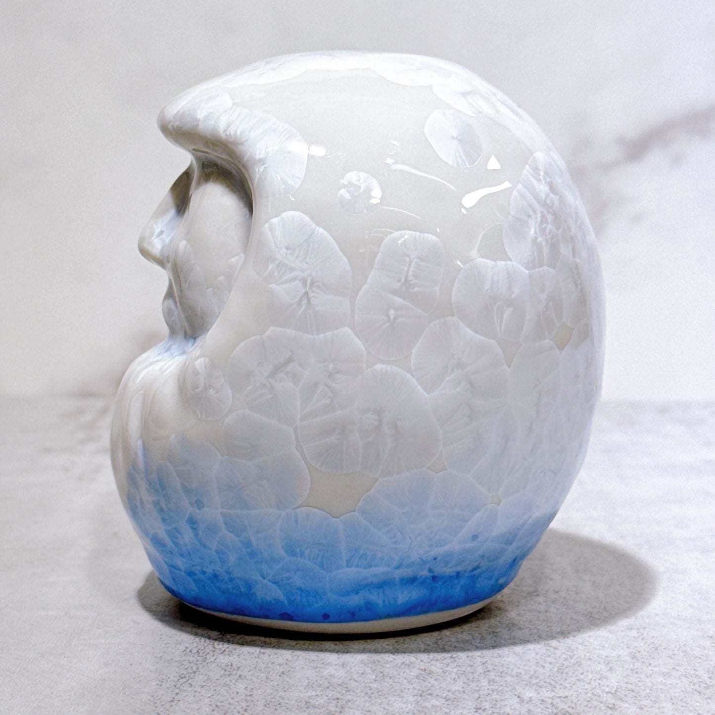 日本清水燒達摩 花結晶 青白 無地 小號