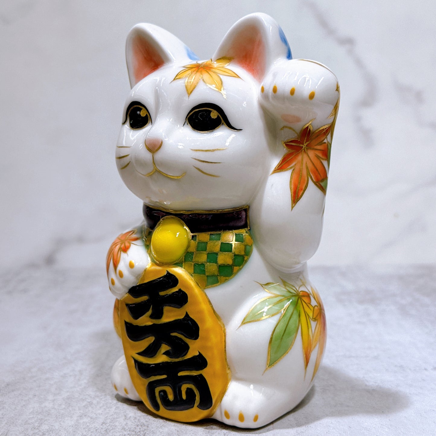 日本清水燒招財貓 色繪 金閣寺 猫守