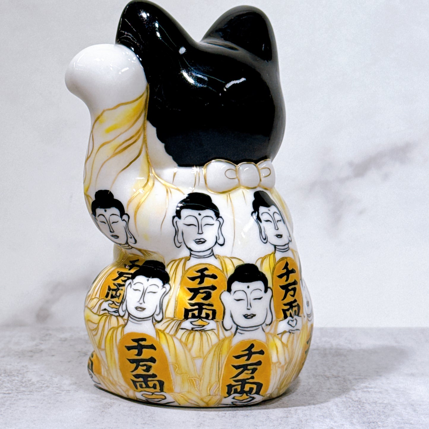 日本清水燒招財貓 仫繪 佛陀 描詰