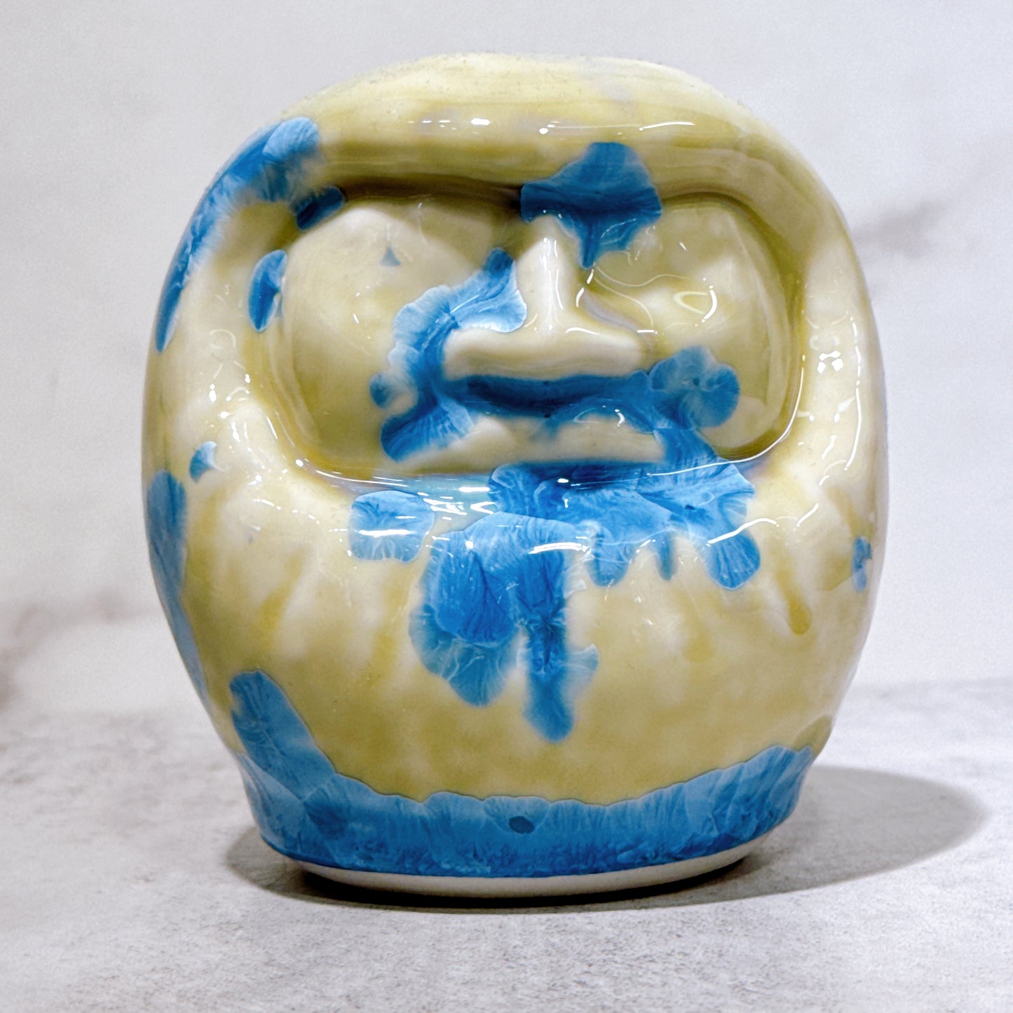 日本清水燒達摩 花結晶 縹 無地 小號