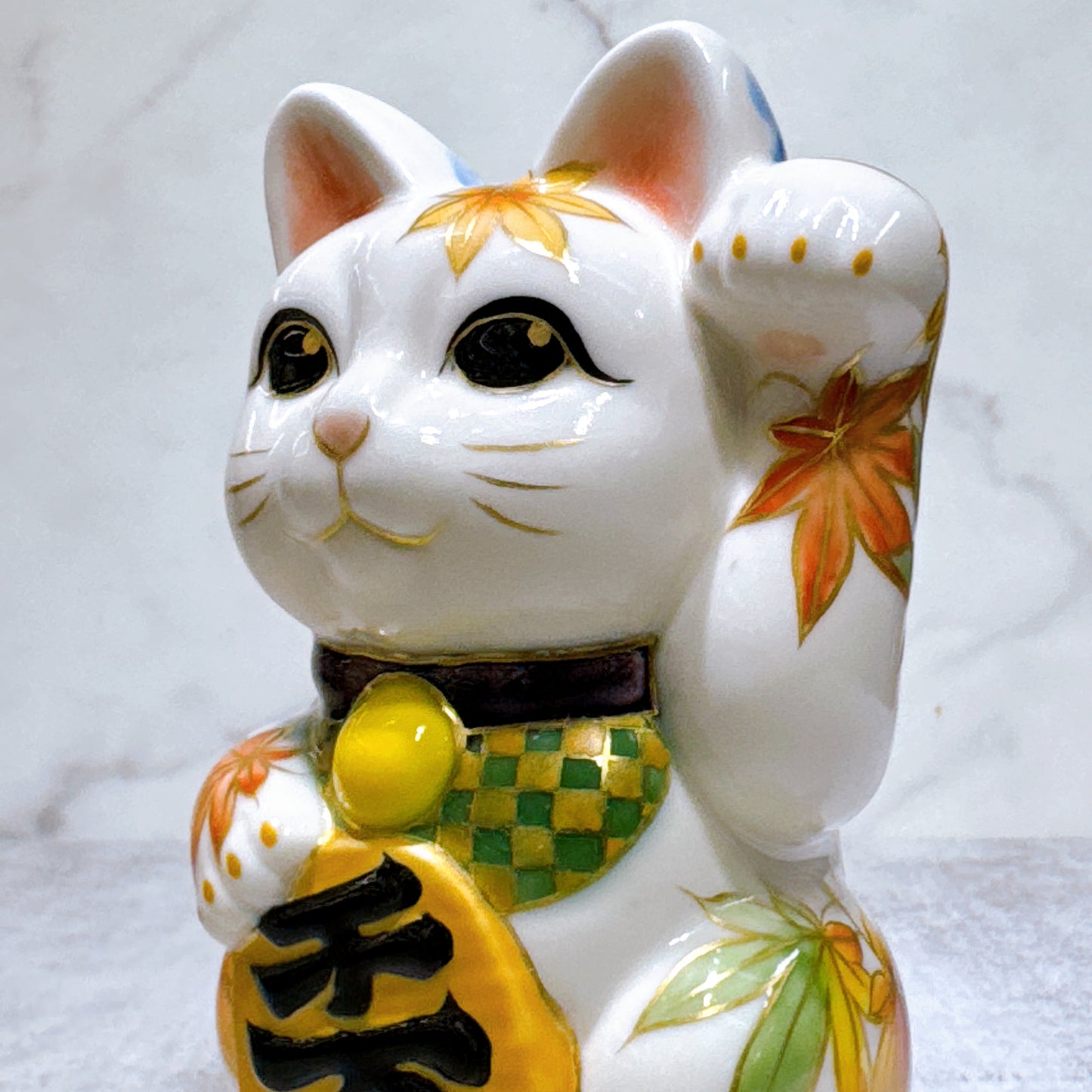 日本清水燒招財貓 色繪 金閣寺 猫守