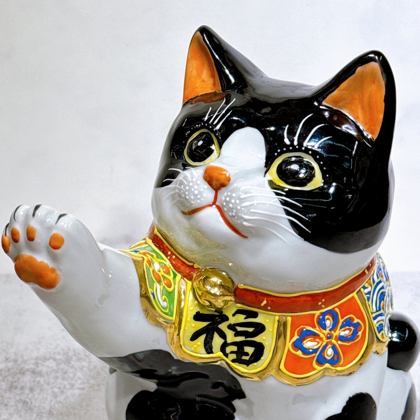 日本九谷燒招財貓 黑布 6.5號