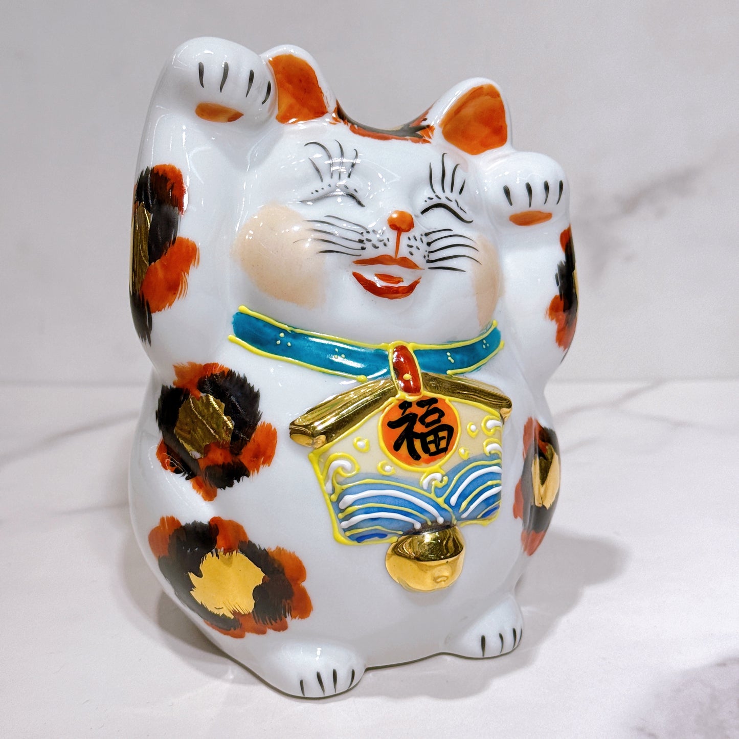 日本九谷燒招財貓 金三毛4.5號
