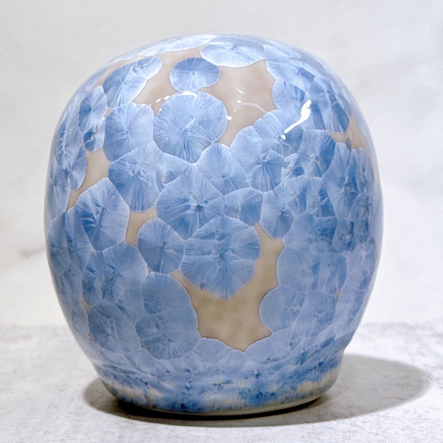 日本清水燒達摩 花結晶 銀藤 無地 小號