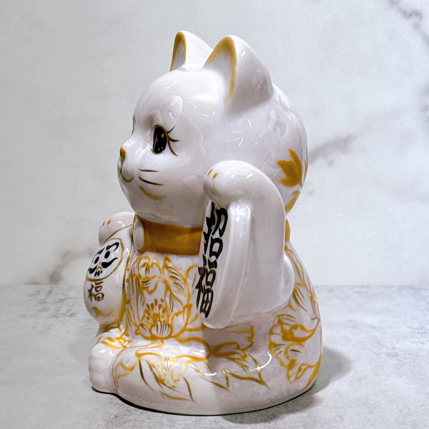 日本清水燒招財貓 達摩 花結晶 桃 招福