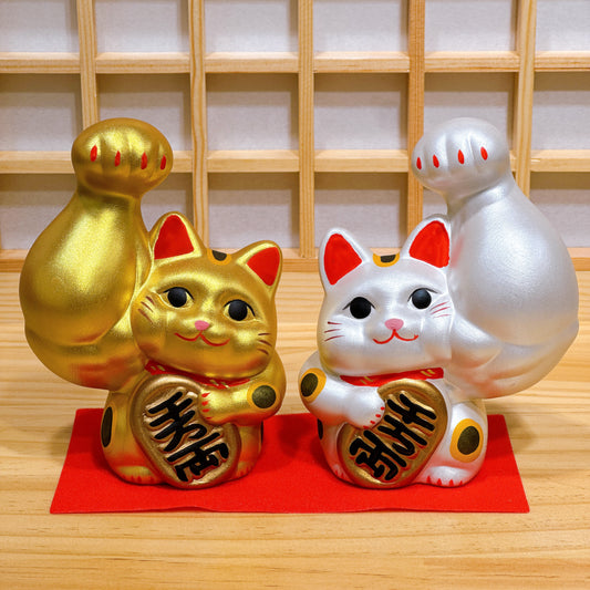 日本筋肉小判招財貓 金銀套裝