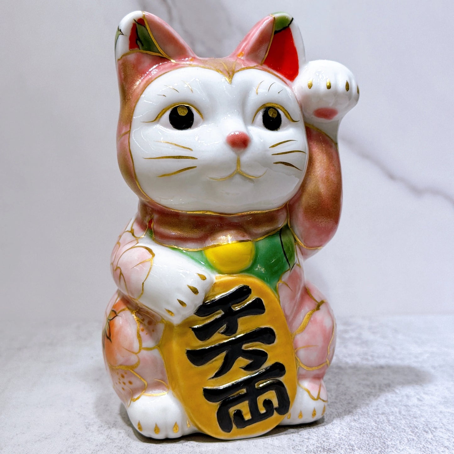 日本清水烧招财猫桃涂八重樱