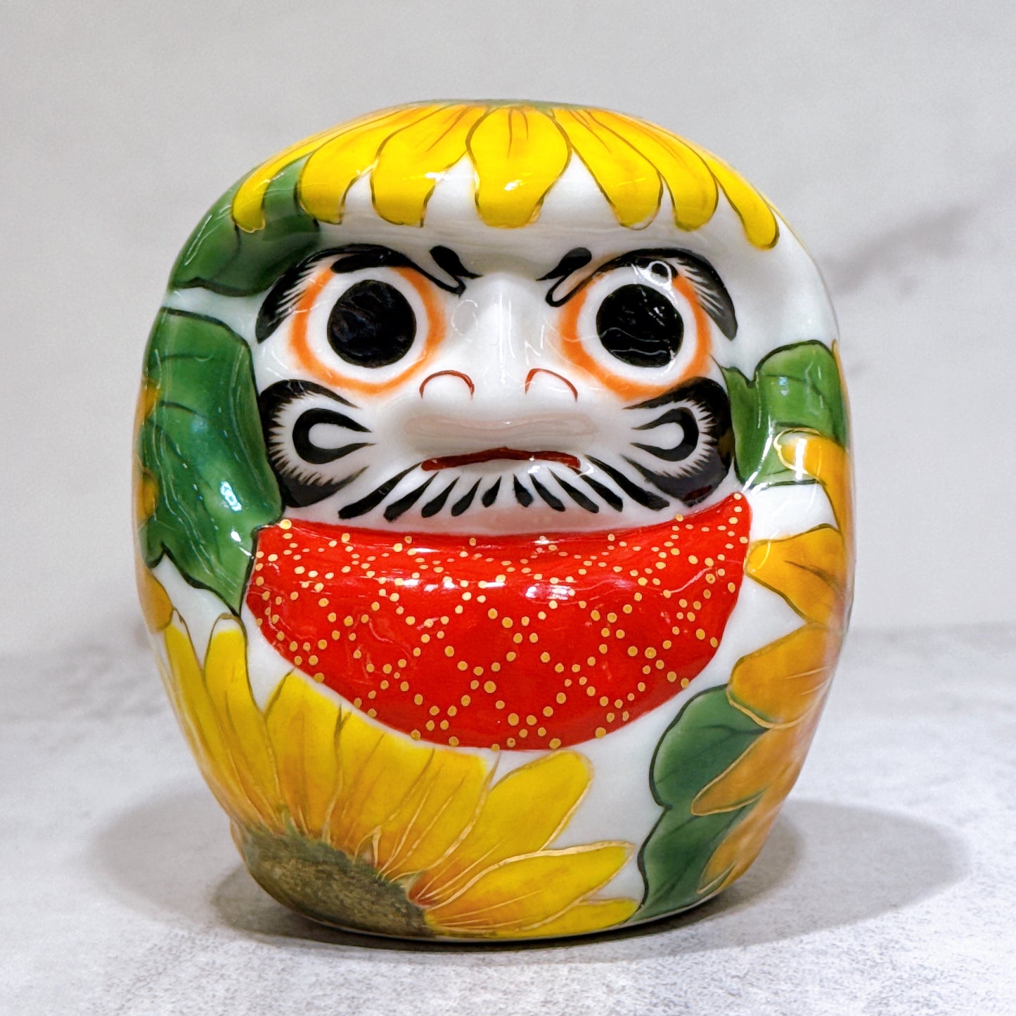 日本清水燒達摩 色繪 向日葵 小號