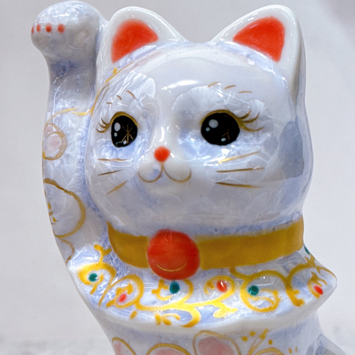 日本清水燒招財貓 花結晶 藤 体花