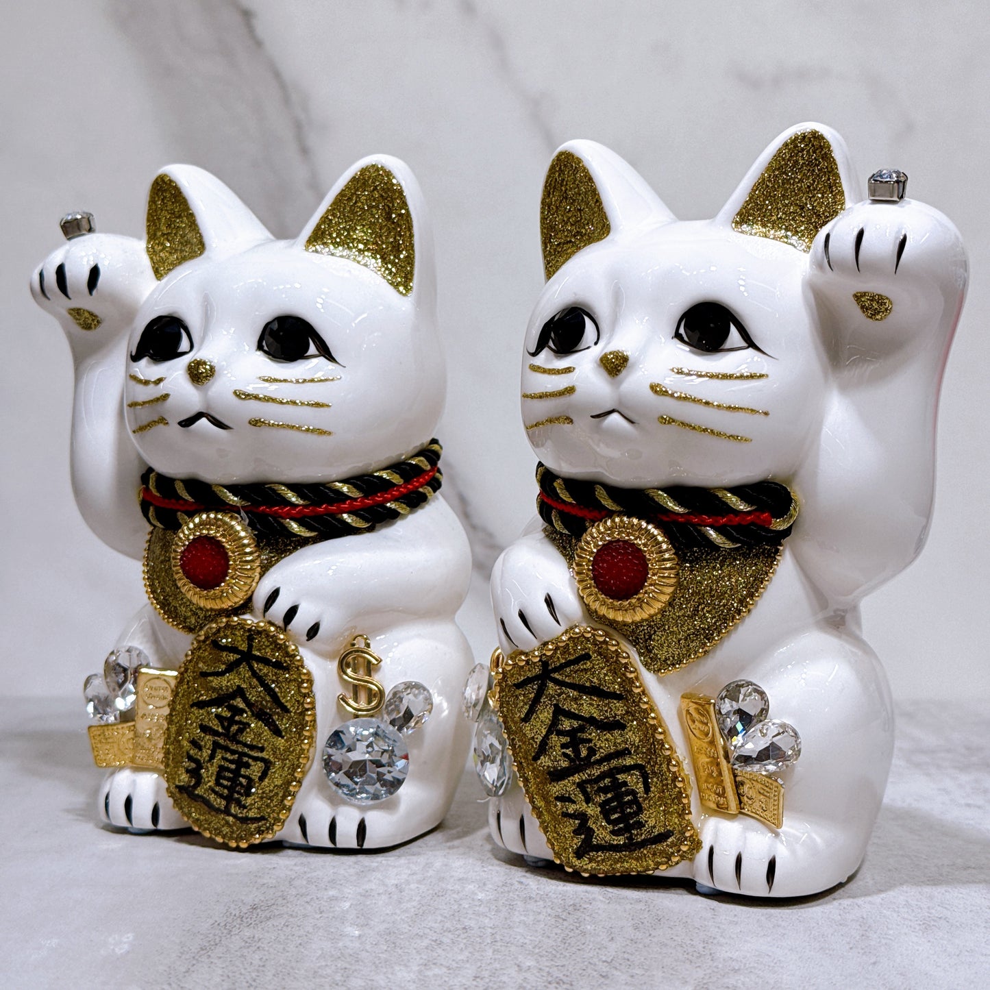 日本花見招財貓 大金運 5號 白