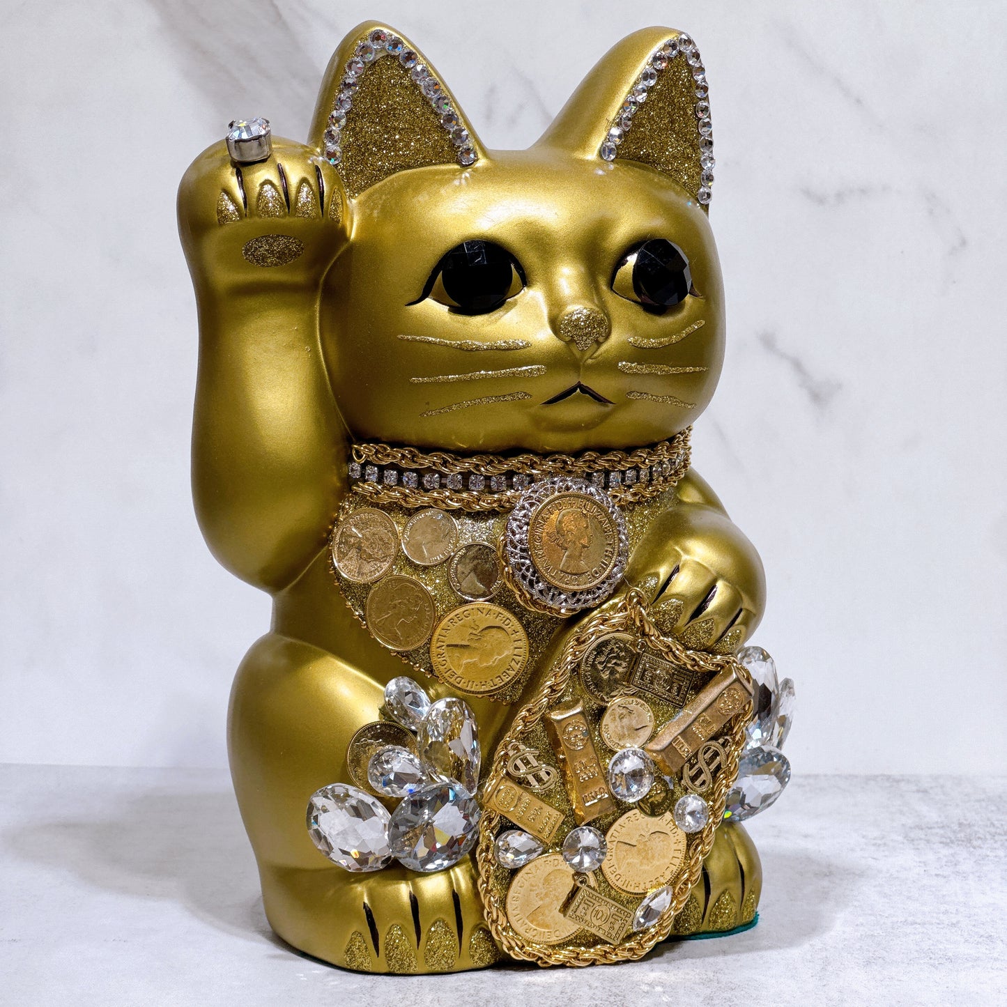 日本花見招財貓 百萬富翁 8號 金