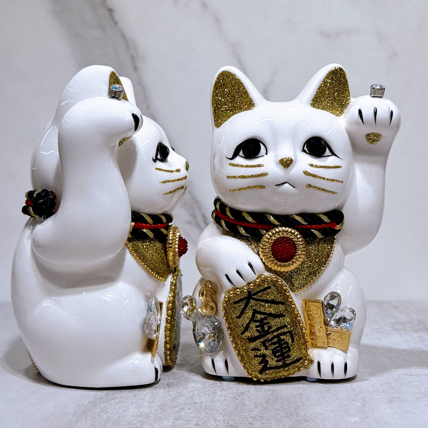 日本花見招財貓 大金運 5號 白
