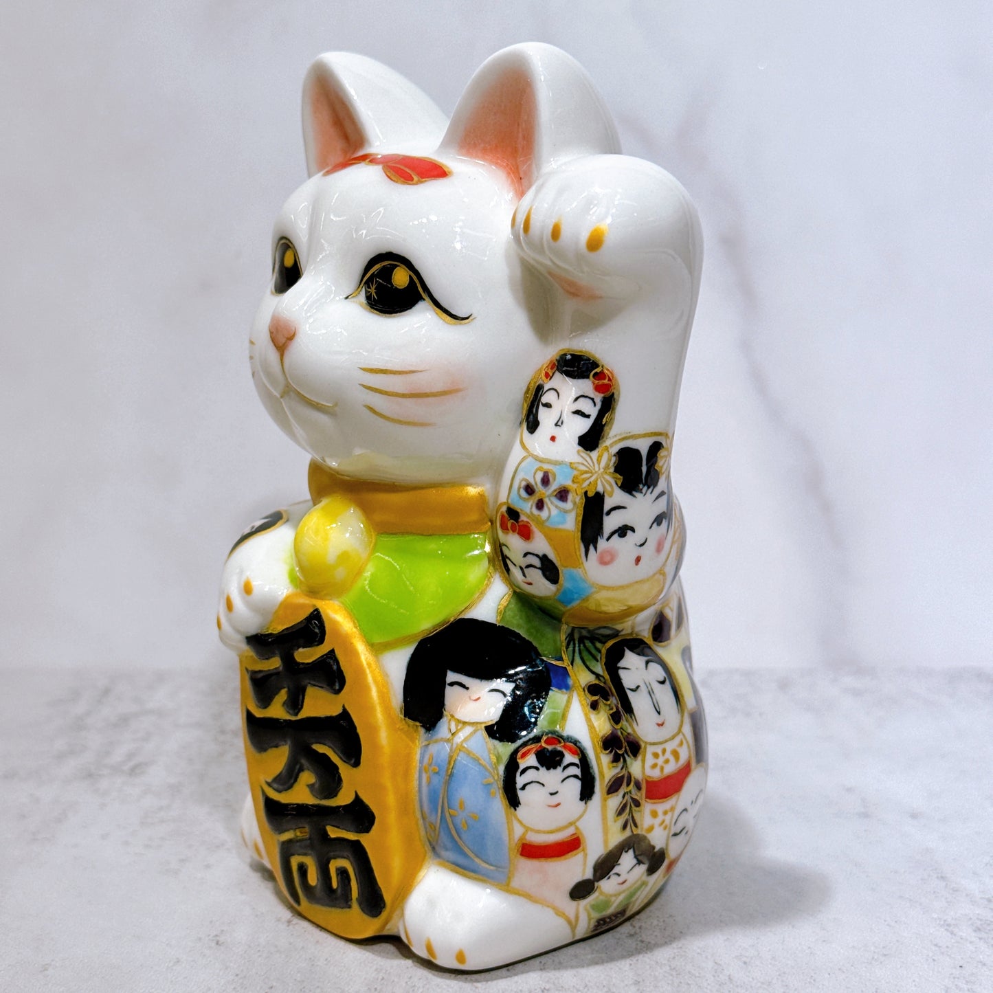 日本清水燒招財貓 仫繪 描日本娃娃