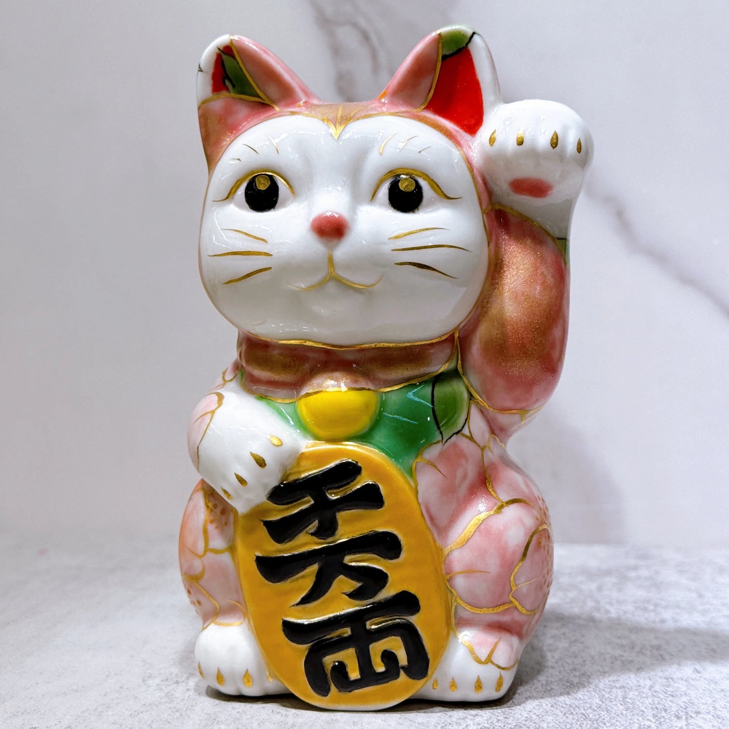 日本清水烧招财猫桃涂八重樱