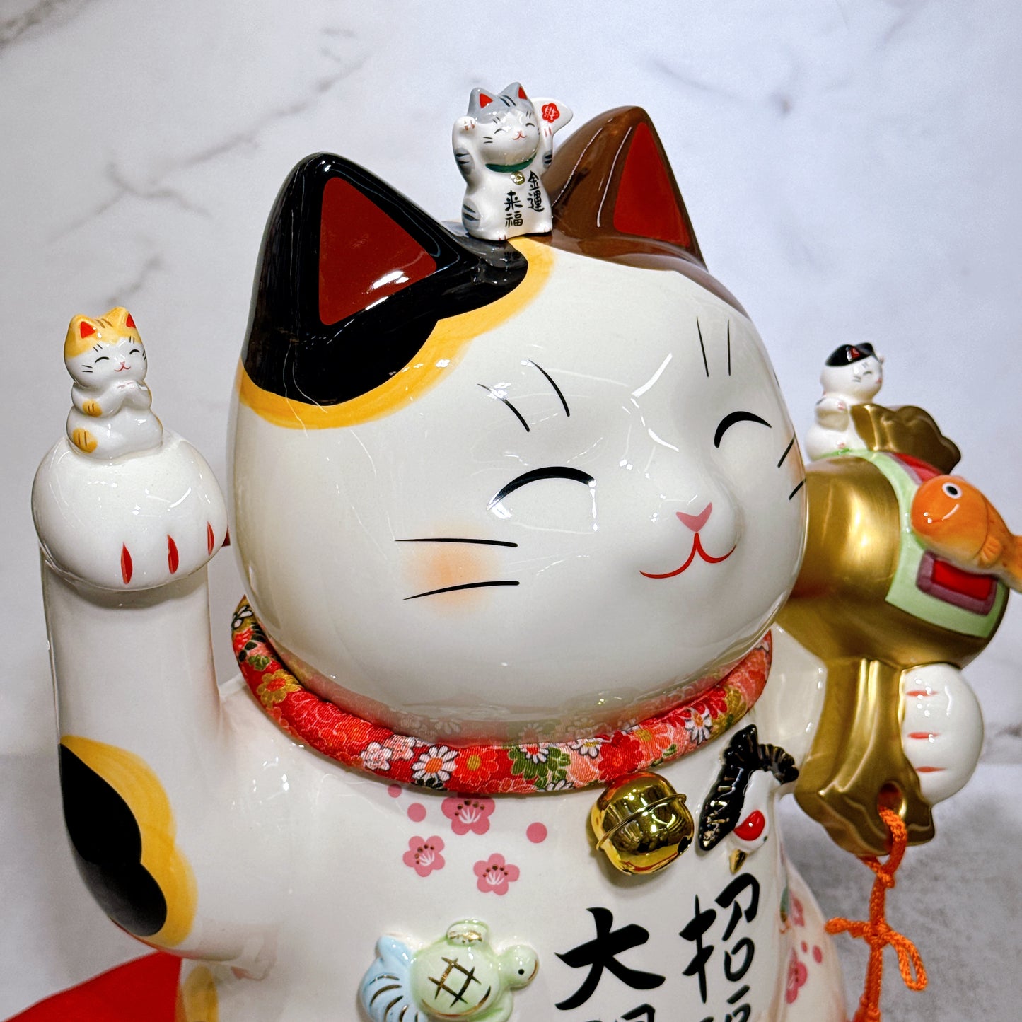 Japanese painted lucky cat, size 11.5 