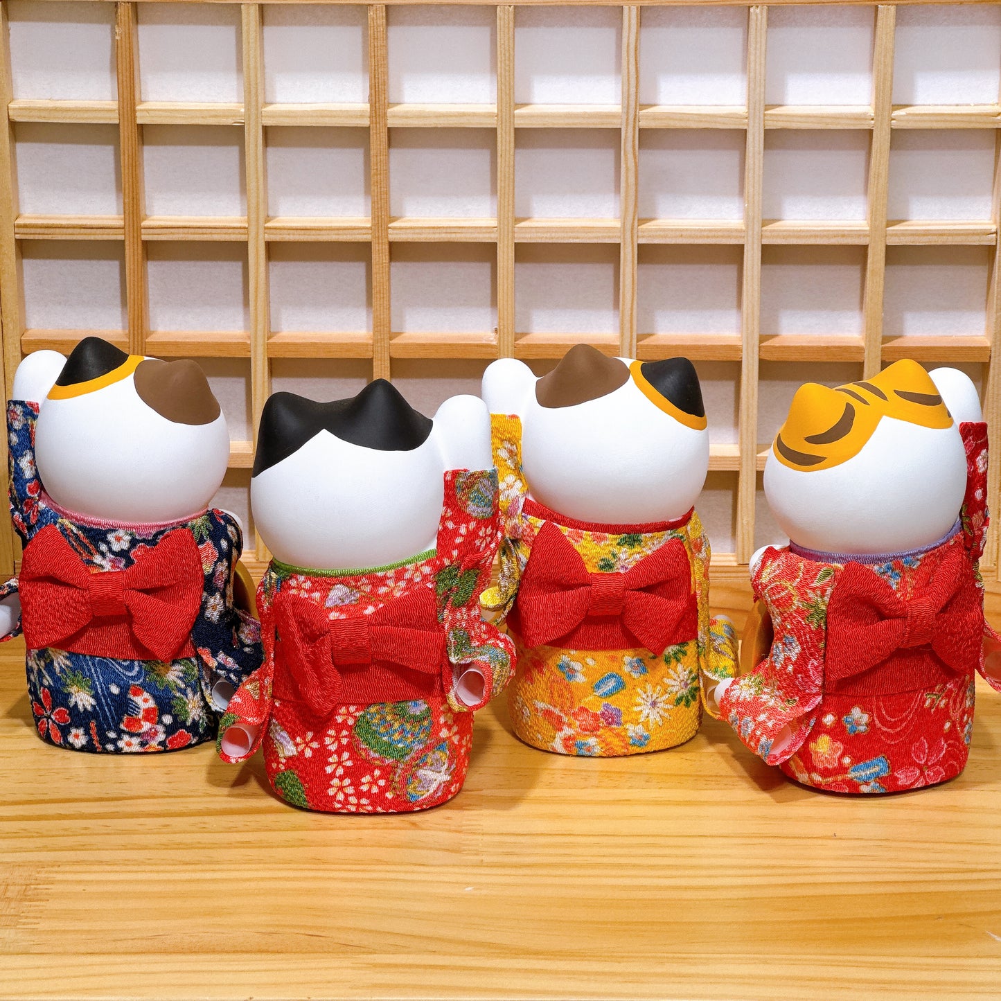 Japanese Brocade Kimono Lucky Cat Series Medium Size 