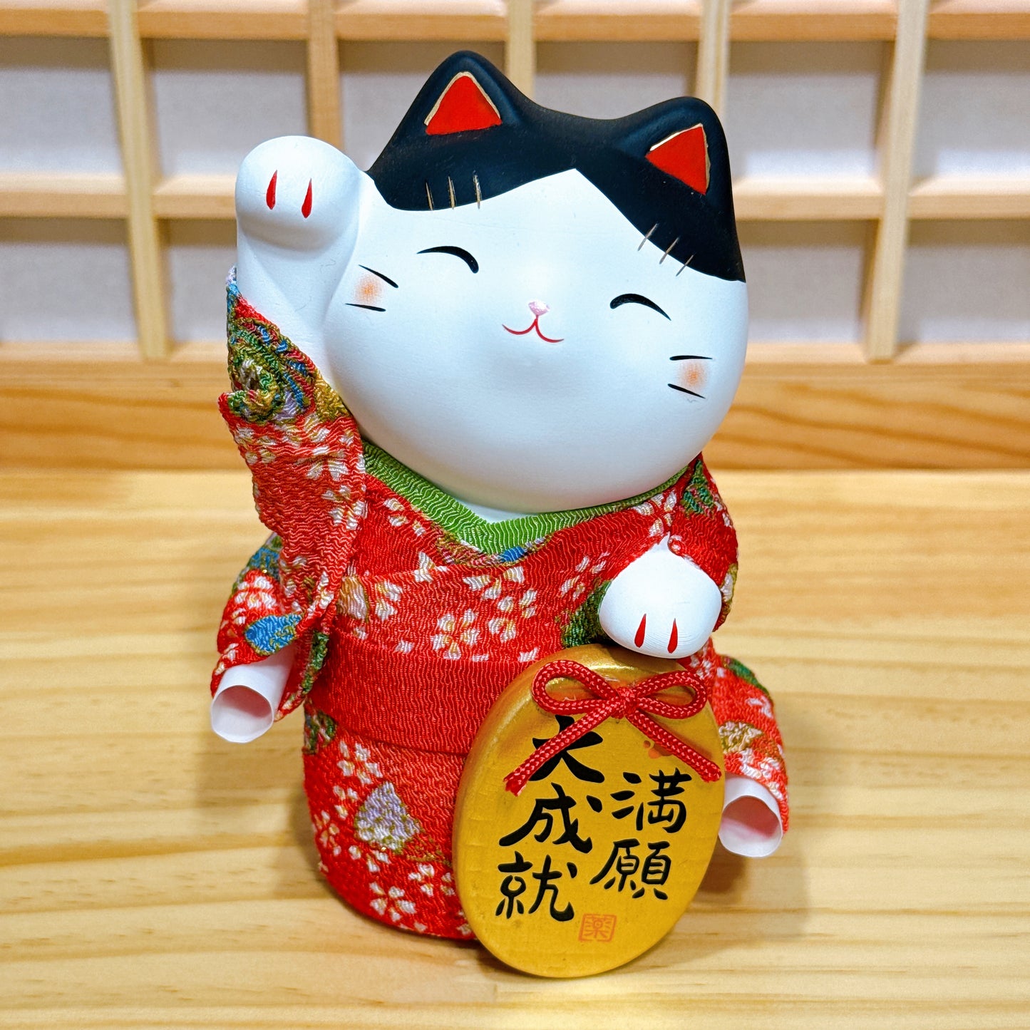 Japanese Brocade Kimono Lucky Cat Series Medium Size 