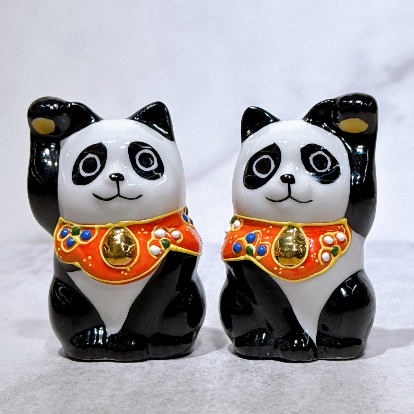 Japanese Kutani yaki Lucky Cat Panda 