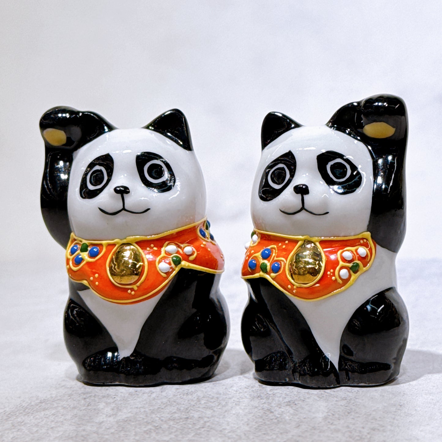 Japanese Kutani yaki Lucky Cat Panda 