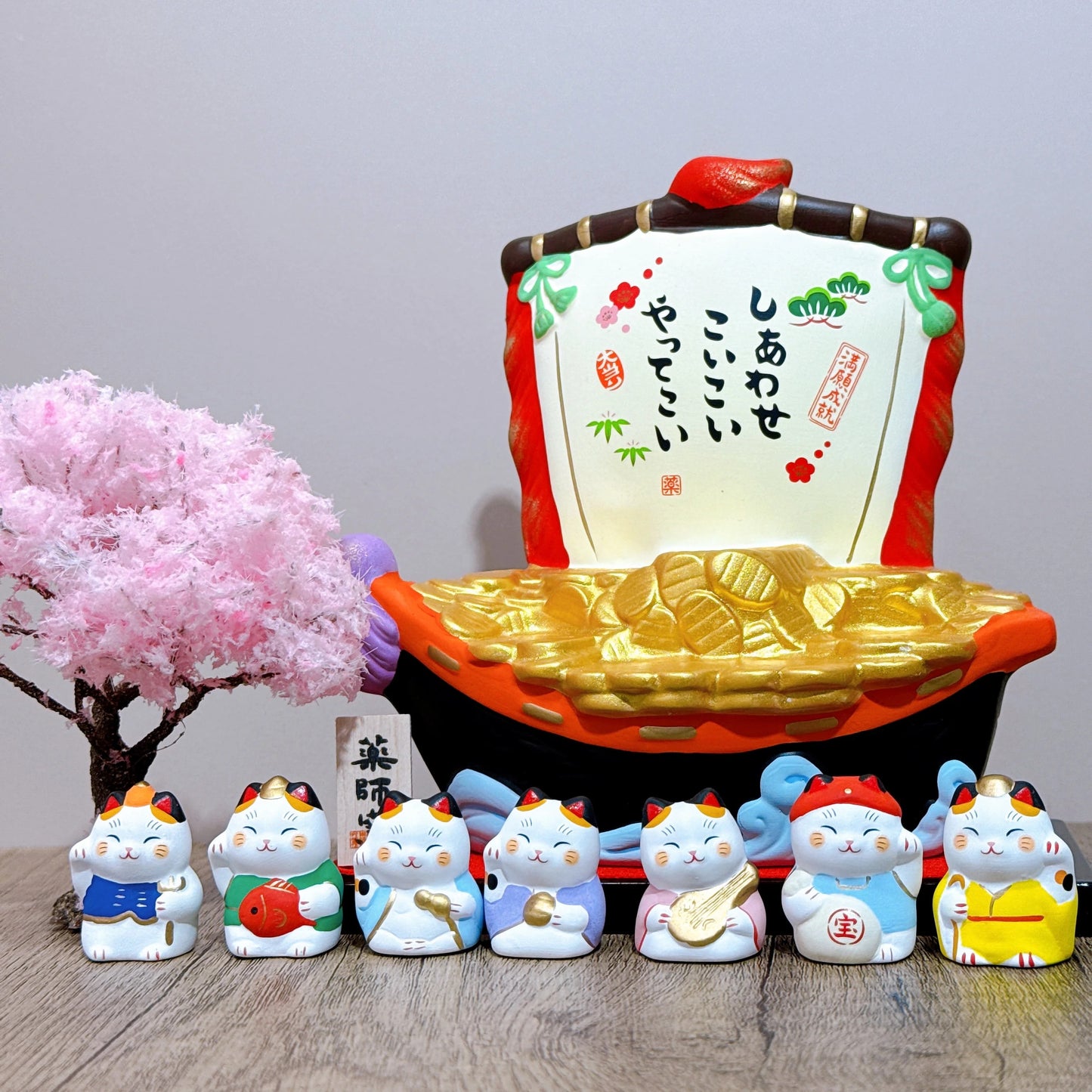 日本七福神金庫招財貓 寶船