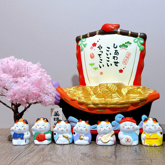 日本七福神金庫招財貓 寶船