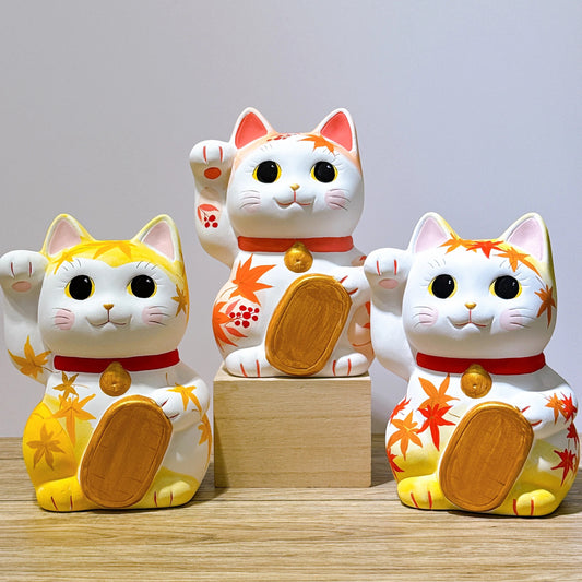 日本谷中堂招財貓 紅葉