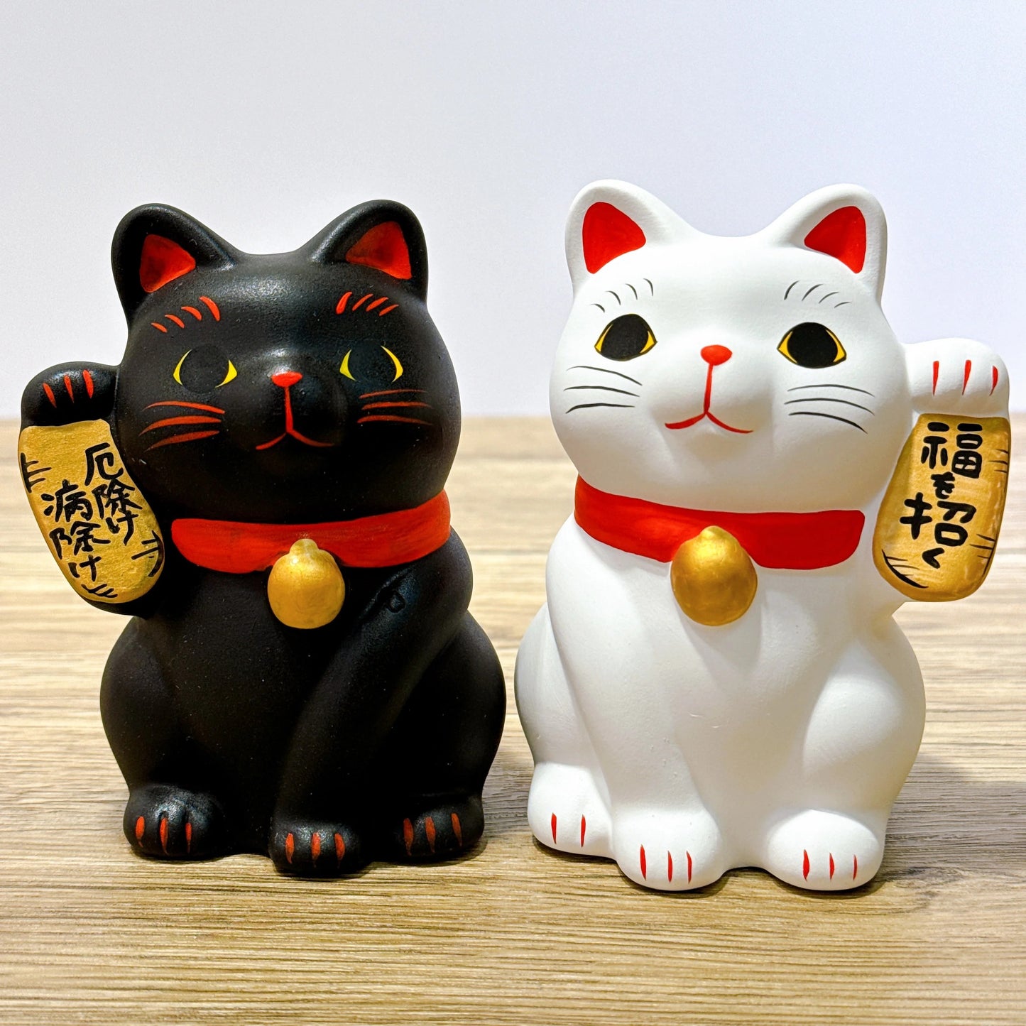 日本谷中堂招財貓 黑 白