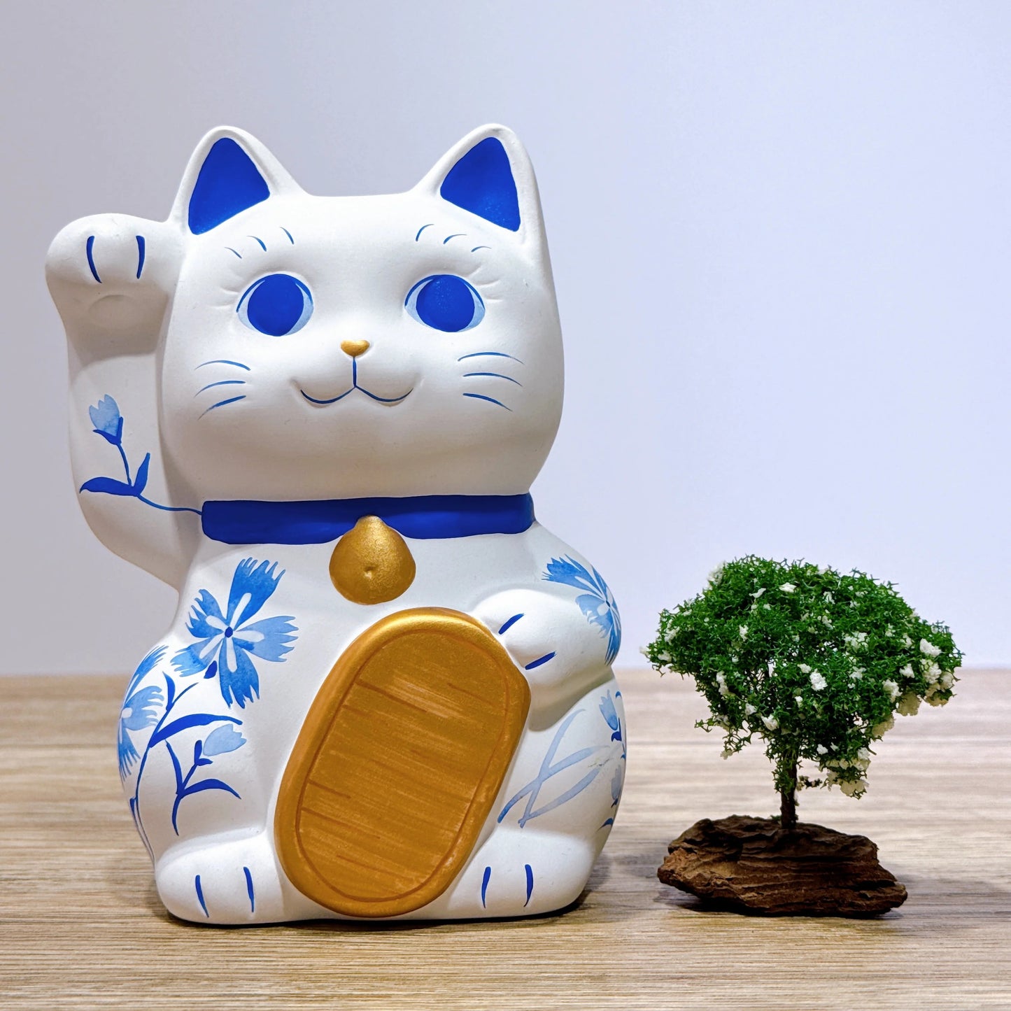 日本谷中堂招財貓 青繪 撫子