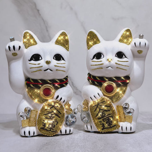日本花見招財貓 大金運 5號 白