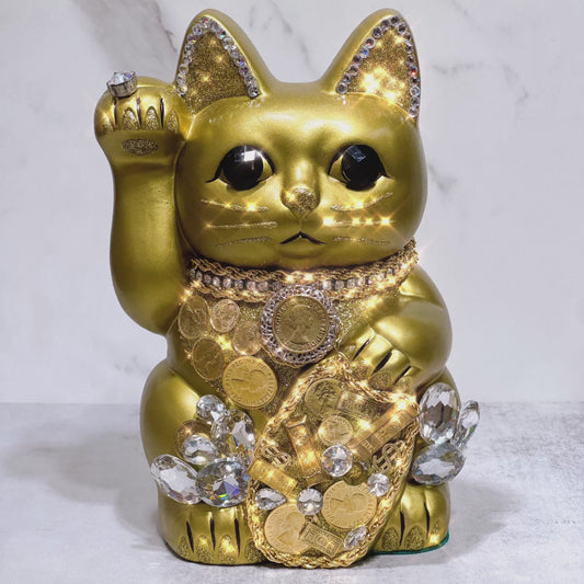 日本花見招財貓 百萬富翁 8號 金
