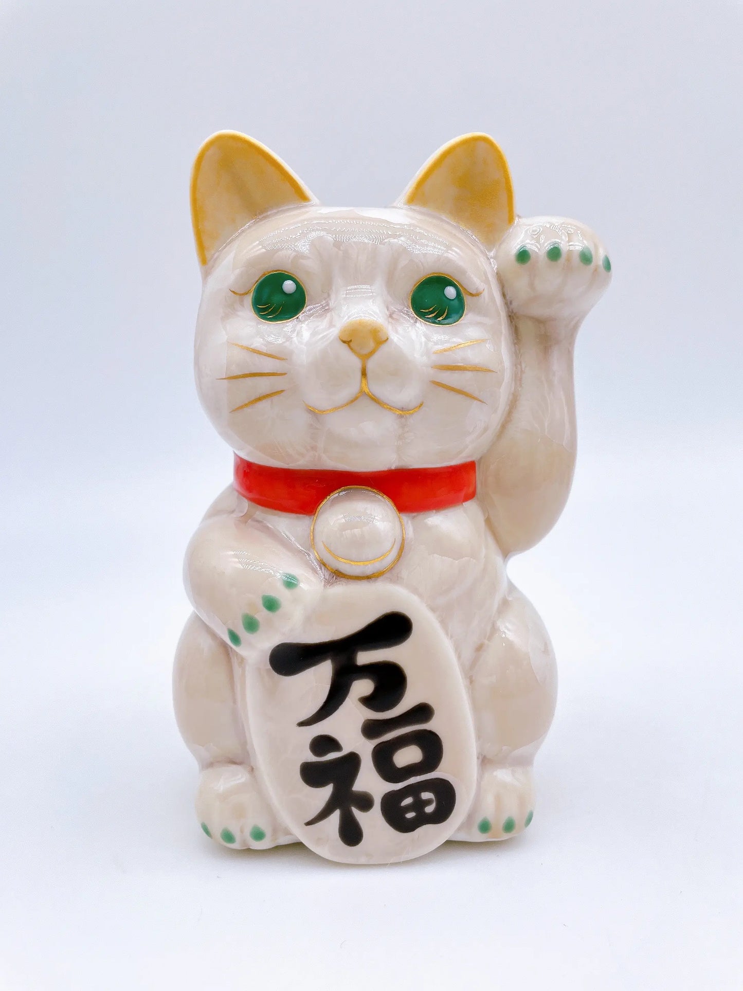 日本清水烧招财猫花结晶杏万福