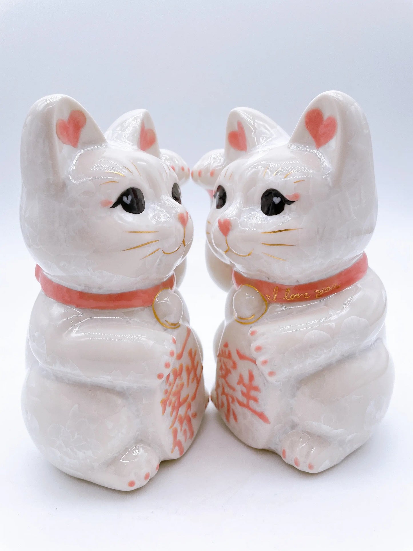 日本清水烧招财猫花结晶一生爱你
