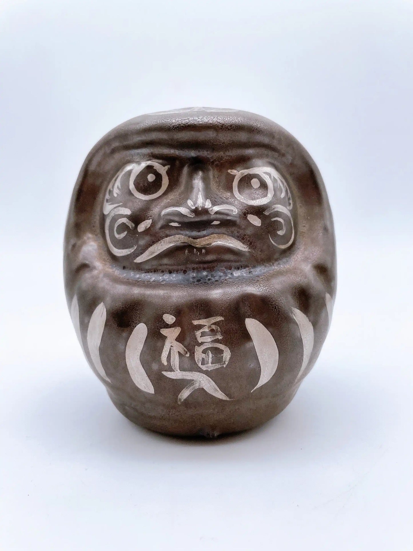 日本清水燒達摩 黑銹X銀 小