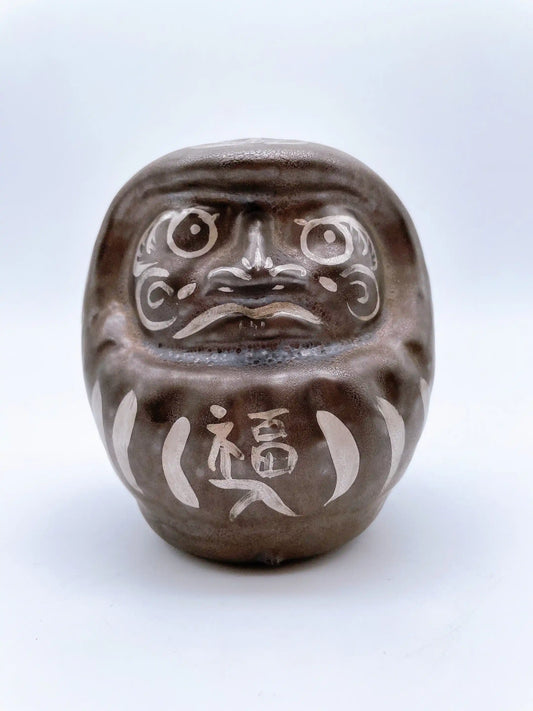 日本清水燒達摩 黑銹X銀 小