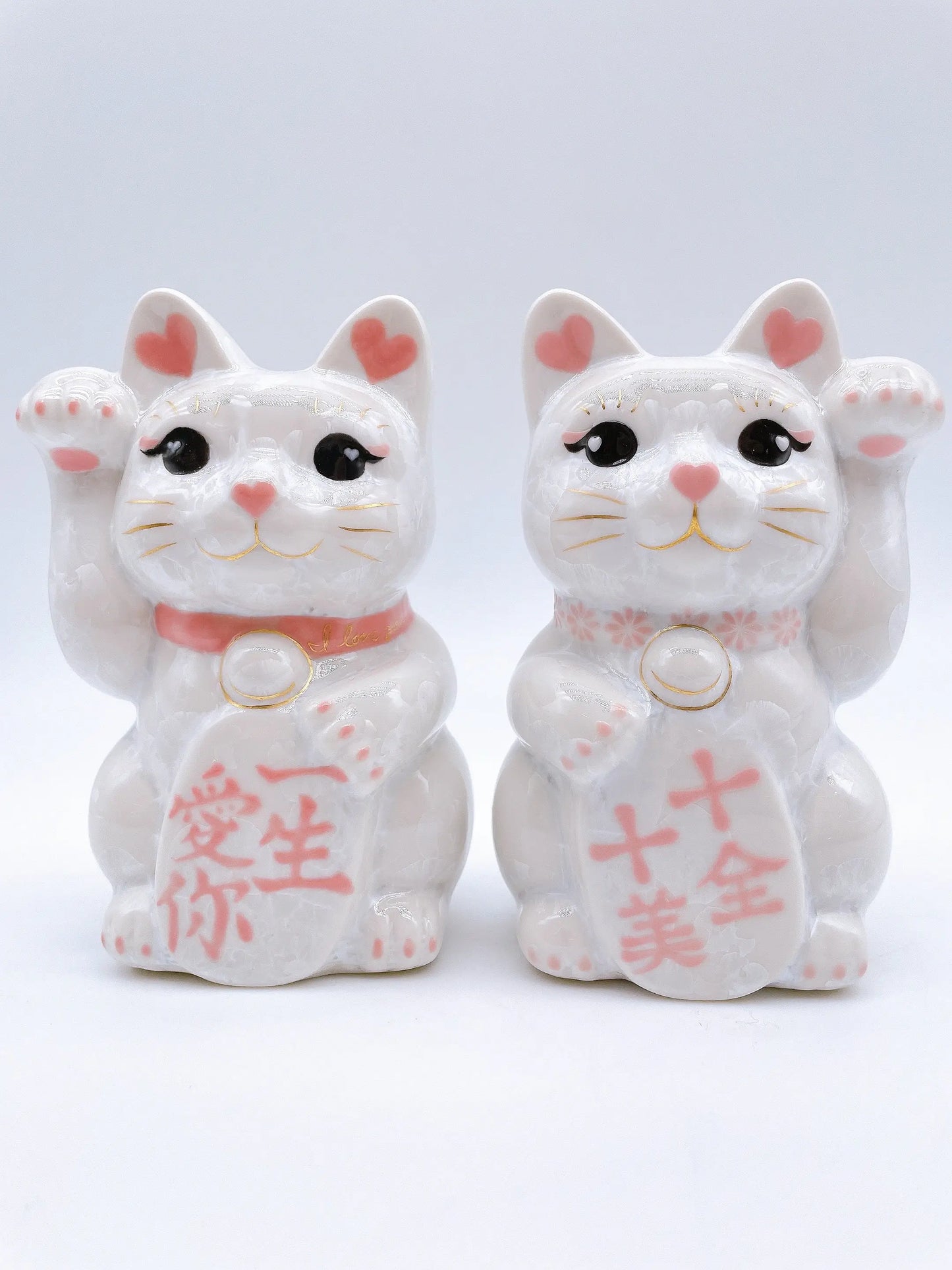 日本清水烧招财猫花结晶十全十美