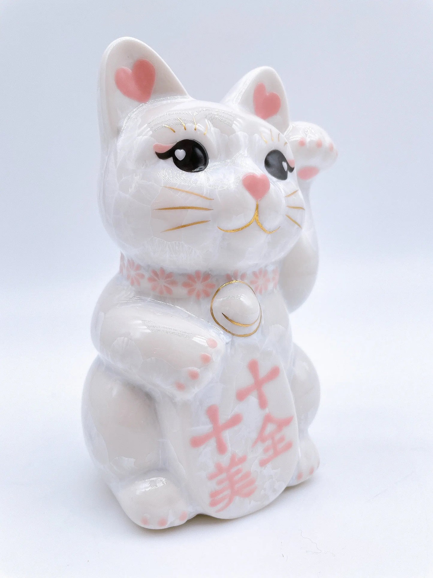 日本清水烧招财猫花结晶十全十美