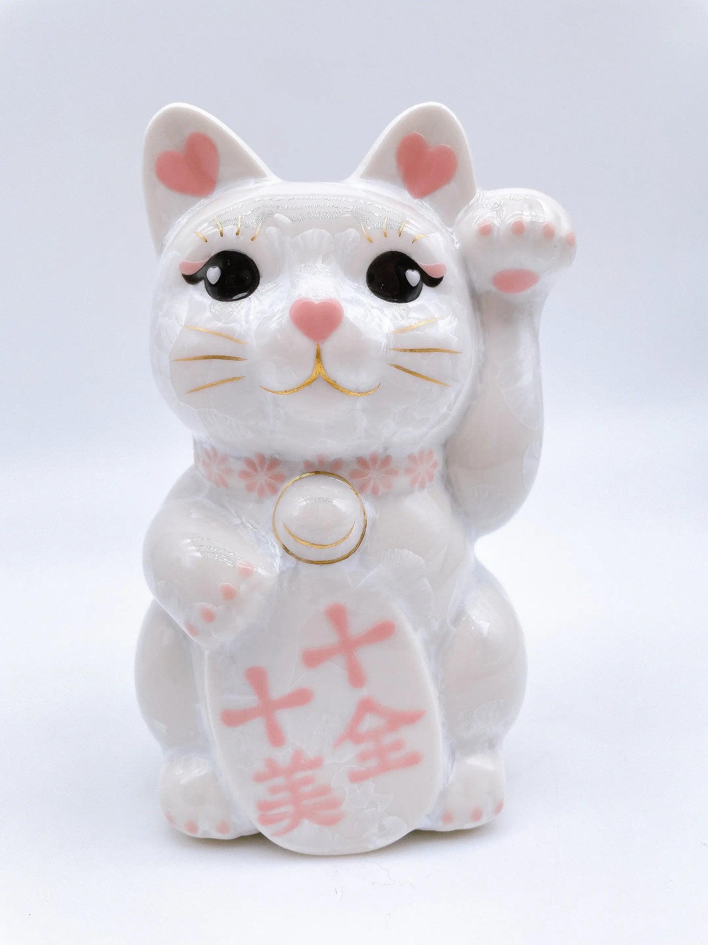日本清水烧招财猫花结晶十全十美
