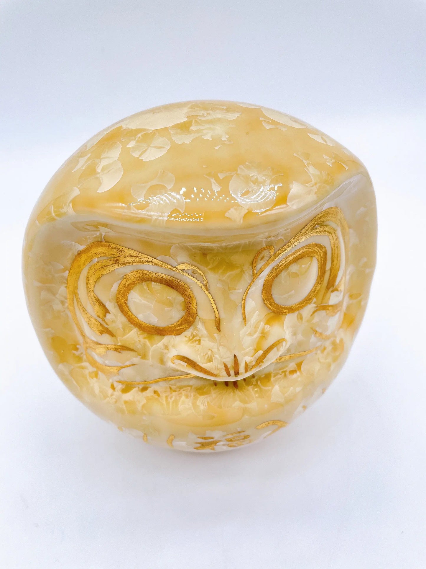 日本清水燒達摩 花結晶 金華X金彩 大號