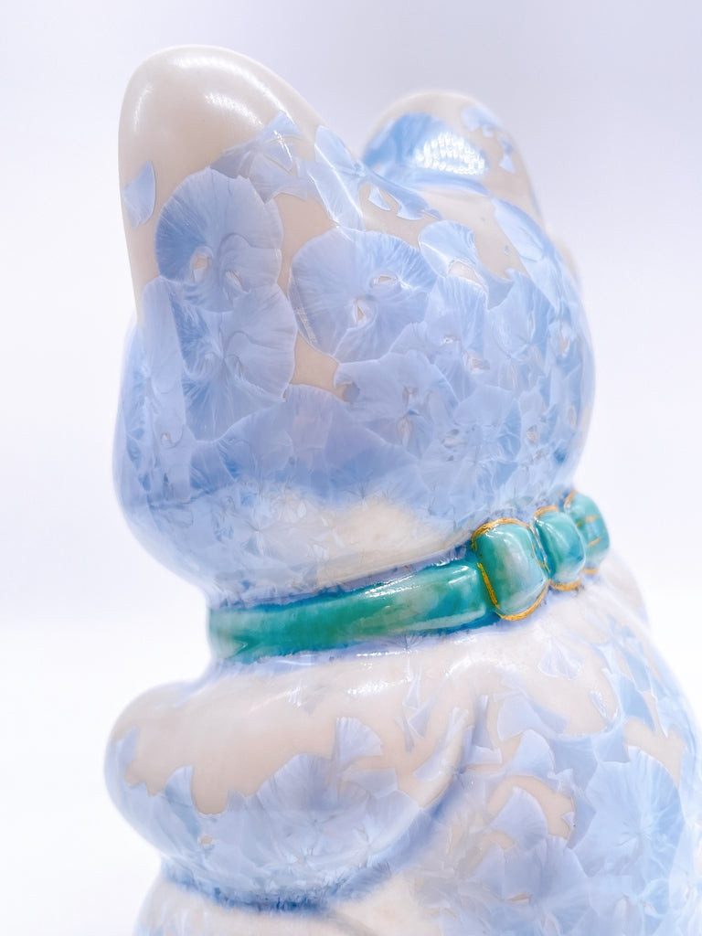 日本清水烧招财猫花结晶银藤