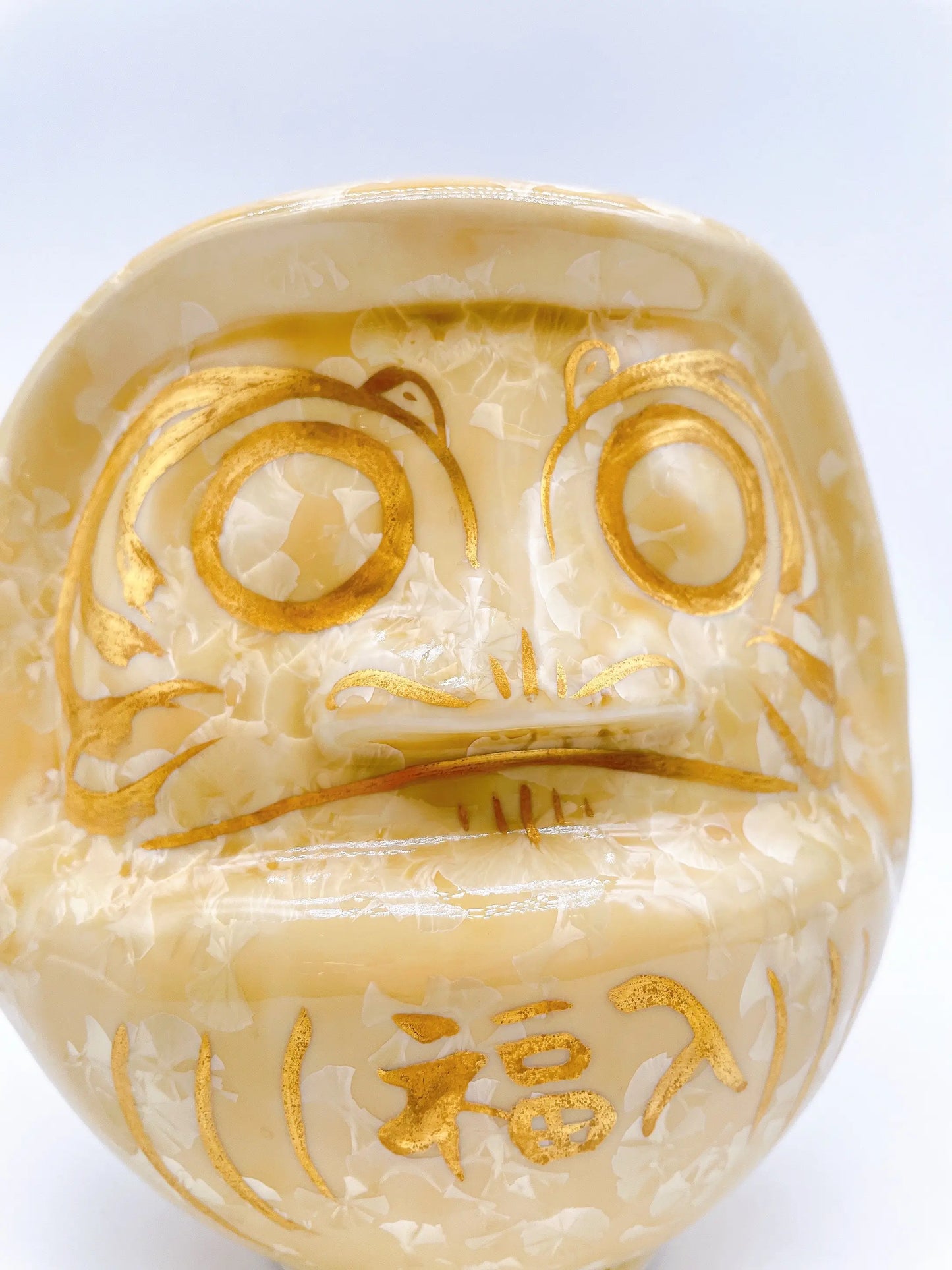 日本清水燒達摩 花結晶 金華X金彩 大號