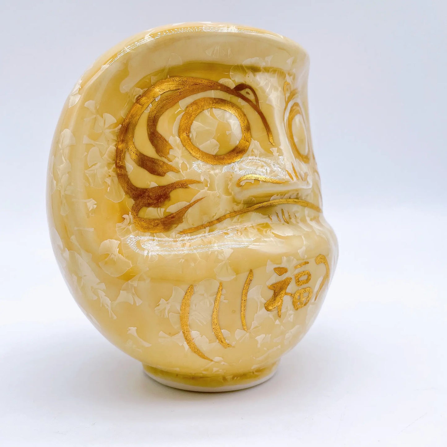 日本清水燒達摩 花結晶 金華X金彩 大號