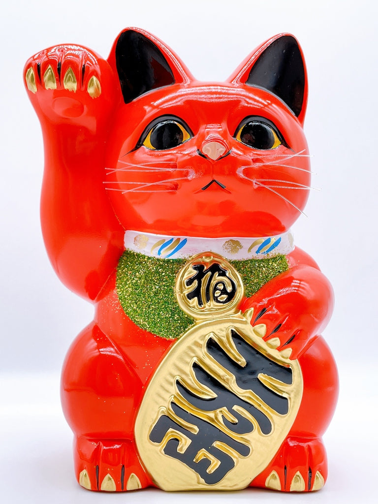 日本常滑小判招財貓 紅色8號