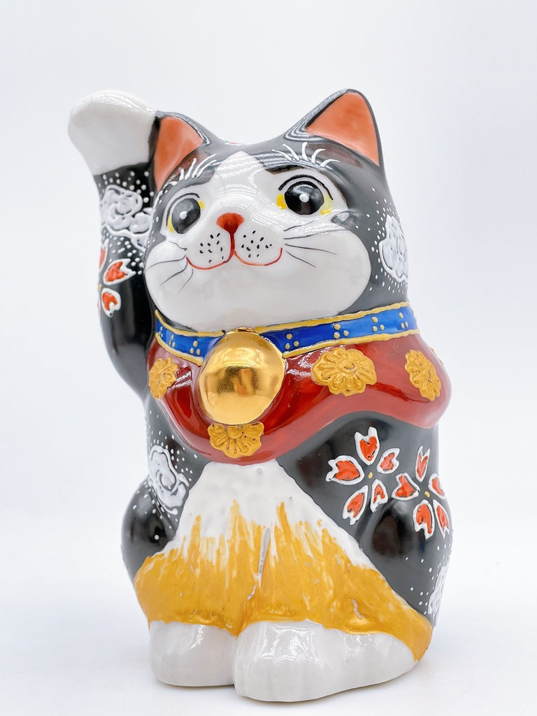 日本九谷烧樱花金富士招财猫