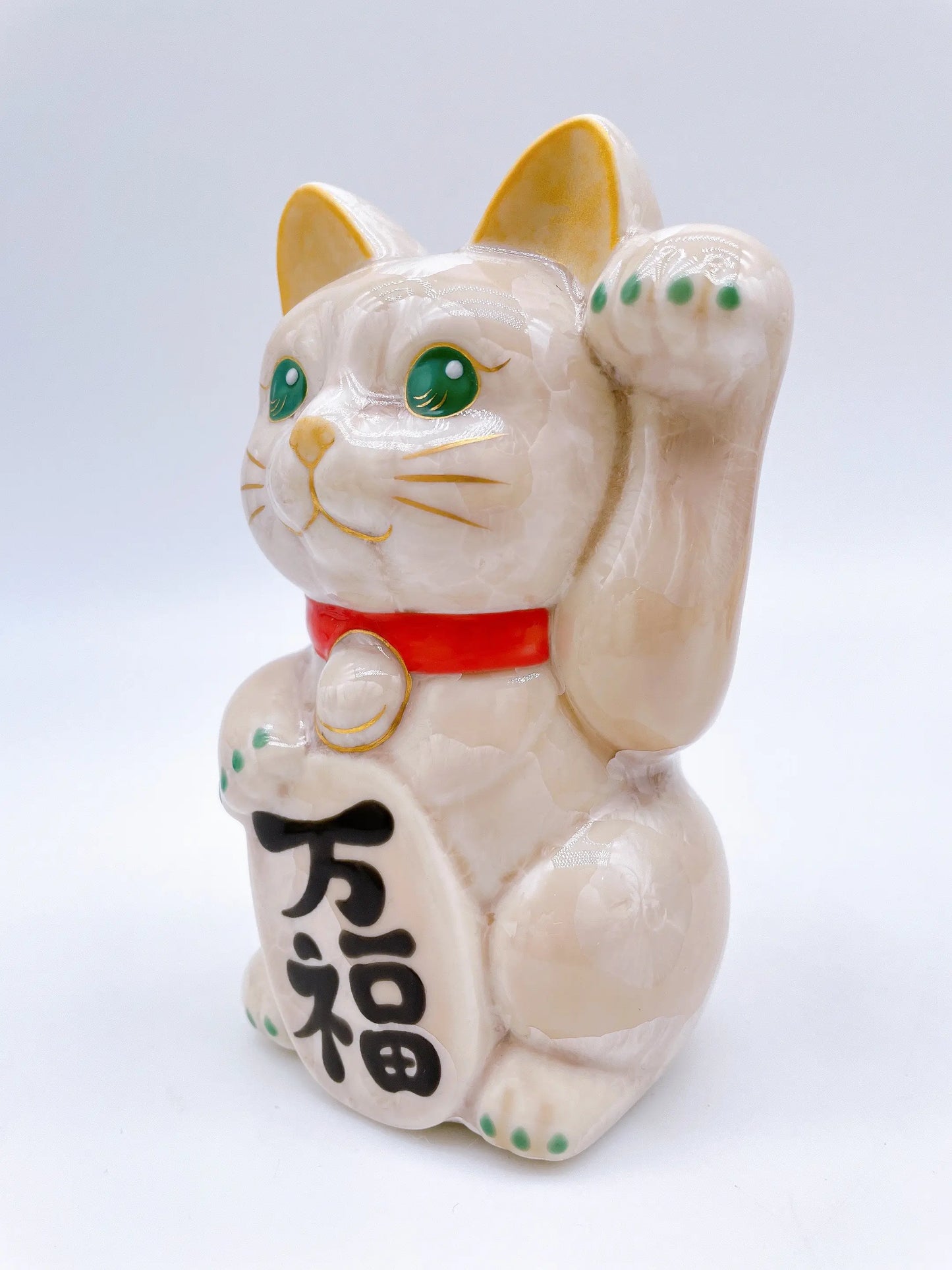 日本清水烧招财猫花结晶杏万福
